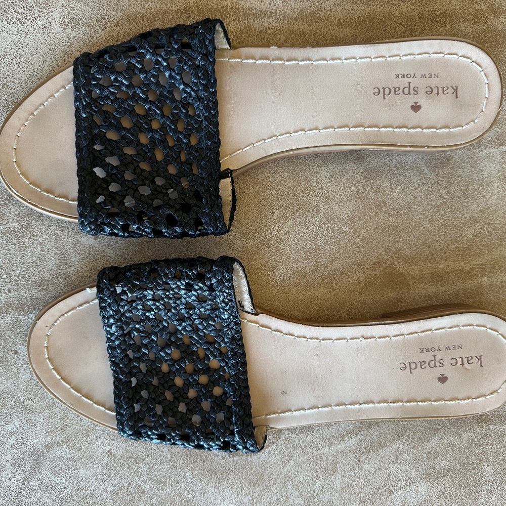 Kate Spade Black Woven Slide Sandals 10